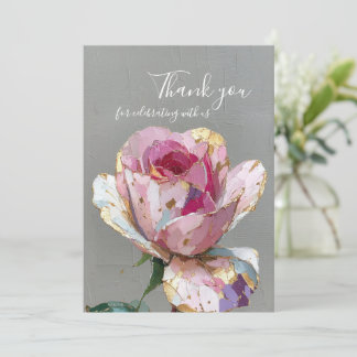 Convite Elegante Rosa Impasto Floral Casamento Agradecimen