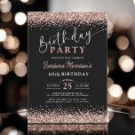 Convite Elegante Rosa negro Dourado brilhante 60º aniversá<br><div class="desc">Celebre um fabuloso aniversário de 60 anos em estilo com o Elegante Rosa Dourado Black Glitter 60º Convite de Aniversário! Este design chic apresenta brilho rosa de ouro colado com um fundo preto elegante, criando um convite luxuoso e chamativo. Perfeito para marcar este marco especial, ele define a palco para...</div>