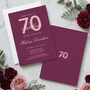 Convite Elegante Rosa Plum 70 e Fabuloso Aniversário