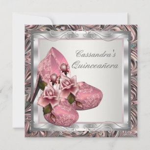Convite Elegante Rosa Quinceanera