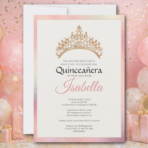 Convite Elegante Rosa Quinceanera 15º Aniversário