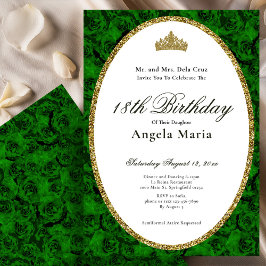 Convite Elegante Rosa Verde Floral Estreia de 18 Anos