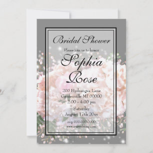 Convite Elegante rosas brancas, bebês, chá de panela respi