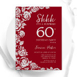 Convite Elegante Rosas Red Silver Surpresa 60º Aniversário<br><div class="desc">Surpresa floral de prata vermelha 60º convite de aniversário. Design elegante com rosas, folha de falso prata e letra de script de tipografia. A Trendy convida o cartão perfeito para uma festa de na moda. Pode ser personalizado para qualquer idade. Impressos convites Zazzle ou modelo de impressão digital instantânea para...</div>