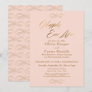 Convite Elegante Roteiro Dourado Feliz Para Sempre Rosa Ro