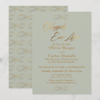 Elegante Roteiro Dourado Felizes Para Sempre, Verd