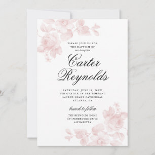 Convite Elegante Roteiro Floral Religioso Batismo