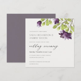 Convite ELEGANTE ROXO AZUL FLORAL DE Aquarela CASAMENTO