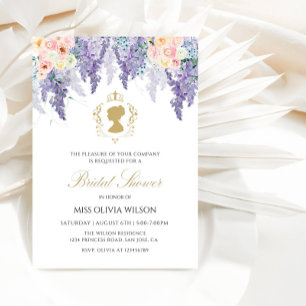 Convite Elegante Roxo Hydrangea e Chá de panela Rosa Rosa