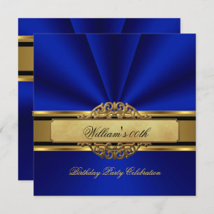 Convite Elegante Royal Blue Dourado Mens Mans