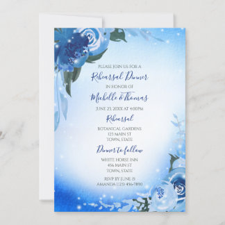 Convite Elegante Royal Blue Watercolor