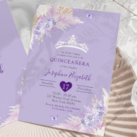 Elegante Royal Boho Lilac Floral Mis Quince Años