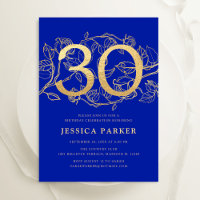 Elegante Royal Dourado aniversário de 30 anos