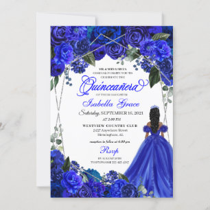 Convite Elegante Royal Floral Quinceanera Birthday Inv