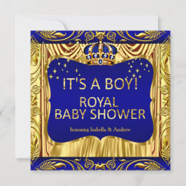 Convite Elegante Royal Prince Blue Dourado Invite