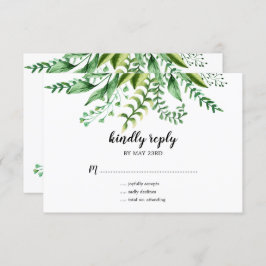 Convite Elegante RSVP de Casamento Botânico em Aquarela Ve