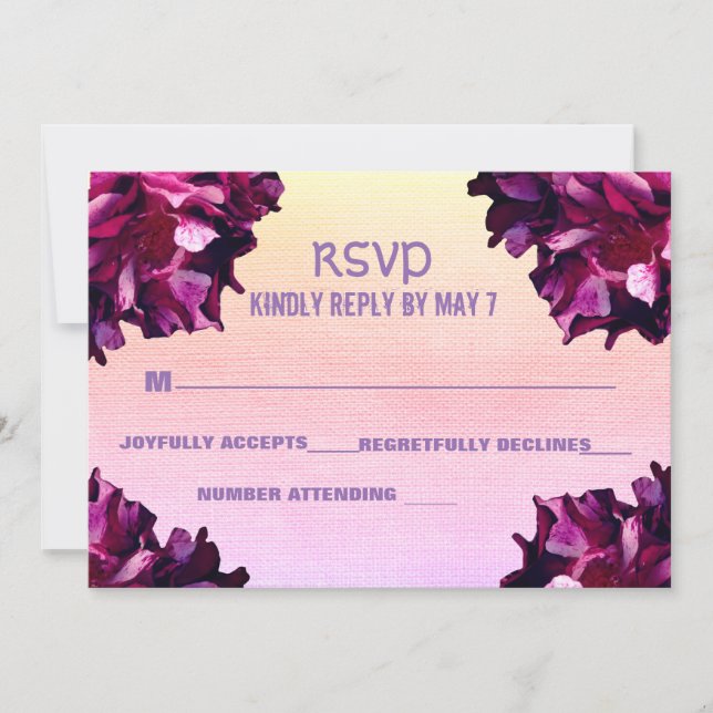 Convite Elegante, RSVP de Casamento de Rosas (Frente)