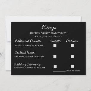 Convite Elegante RSVP de Casamento Manuscrito Multi-Evento