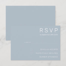 Convite Elegante RSVP de Casamento Moderno Minimalista Azu