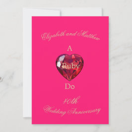 Convite Elegante Ruby Do 40º Aniversário de Casamento