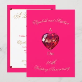 Convite Elegante Ruby Do 40º Aniversário de Casamento