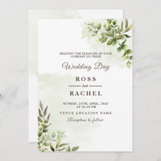 Convite Elegante Russo Eucalyptus Deixa Casamento Verde