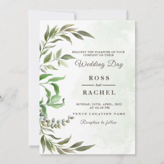 Convite Elegante Russo Eucalyptus Deixa Casamento Verde