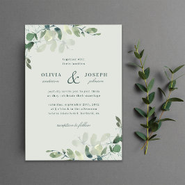 Convite Elegante Russo Eucalyptus Deixa Casamento Verde