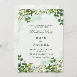 Convite Elegante Russo Eucalyptus Deixa Casamento Verde