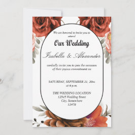 Convite Elegante Russo Floral Neutro Moderno Seco