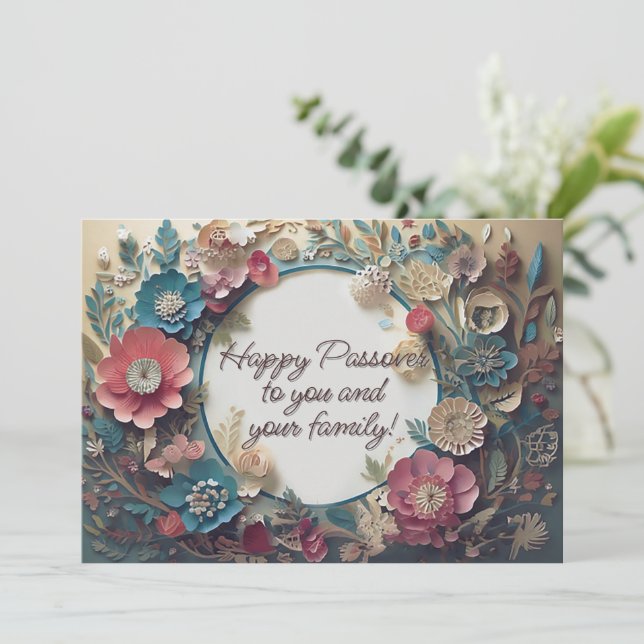 Convite Elegante Russo Primavera de Passover Dusty (Em pé/Frente)