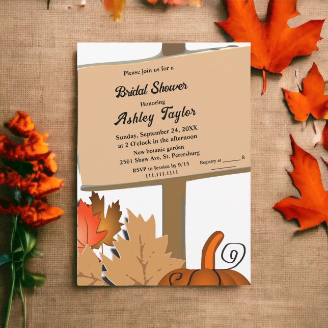 Convite Elegante Russo Pumpkin Sai Do Chá de panela (Criador carregado)