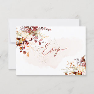 Convite Elegante Rust Orange Fall Eucalyptus, RSVP de Refe