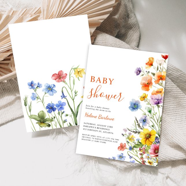 Convite Elegante Rustic Boho Floral Chá de fraldas (Elegant Rustic Boho Floral Wildflower Baby Shower Invitation)