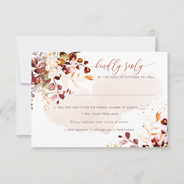 Convite Elegante Rustic Fall Eucalyptus, RSVP De Refeições (Frente)