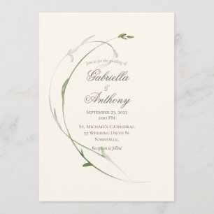 Convite Elegante Rustic Foilage deixa Casamento Verde