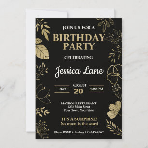 Convite Elegante Rustic Surprise Birthday