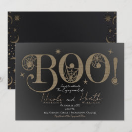 Convite Elegante Rústico BOO Mágico Compromisso de Hallowe