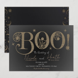 Convite Elegante Rústico Sombrio BOO Casamento Mágico de H