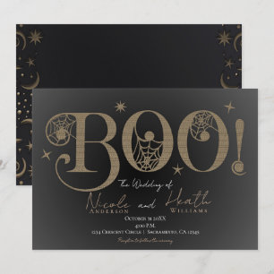 Convite Elegante Rústico Sombrio BOO Casamento Mágico de H