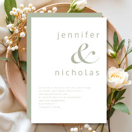 Convite Elegante Sage Green Ampersand Wedding