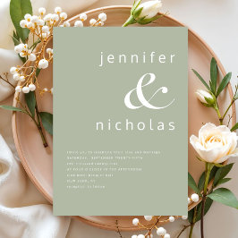 Convite Elegante Sage Green Ampersand Wedding