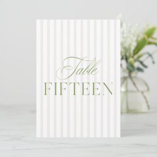 Convite Elegante Sage Green & Beige Wedding 15 Table Numbe