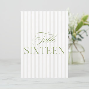 Convite Elegante Sage Green & Beige Wedding 16 Table Numbe