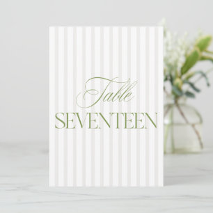 Convite Elegante Sage Green & Beige Wedding 17 Table Numbe