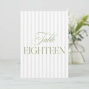 Convite Elegante Sage Green & Beige Wedding 18 Table Numbe
