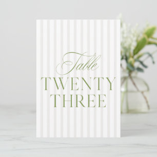 Convite Elegante Sage Green & Beige Wedding 23 Table Numbe