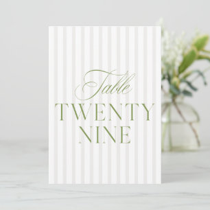 Convite Elegante Sage Green & Beige Wedding 29 Table Numbe