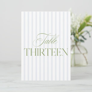 Convite Elegante Sage Green & Blue Wedding 13 Table Number