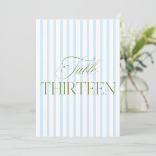 Convite Elegante Sage Green & Blue Wedding 13 Table Number